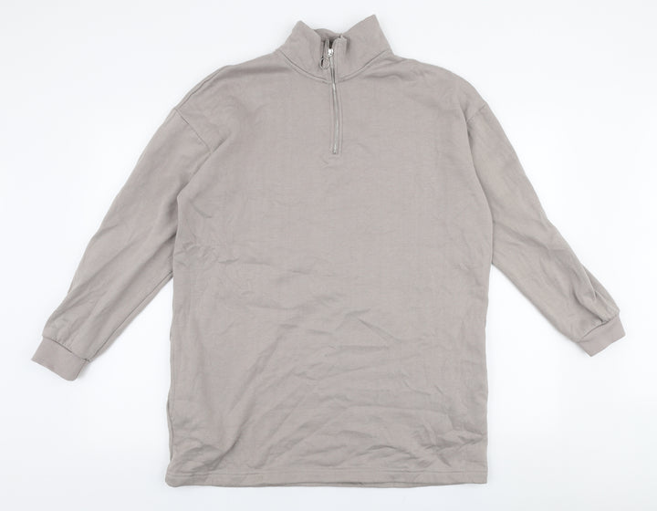 Papaya Womens Grey Cotton Pullover Sweatshirt Size M Zip