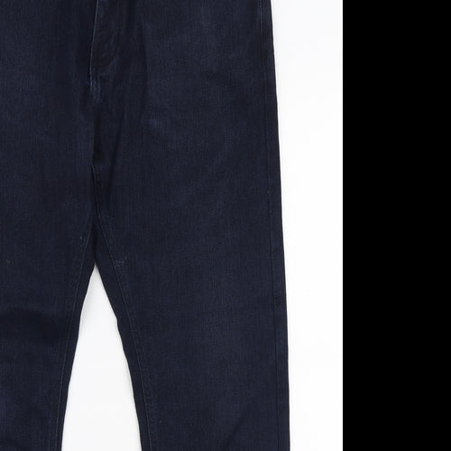 Marks and Spencer Mens Blue  Cotton Straight Jeans Size 34 in L29 in Regular Zip