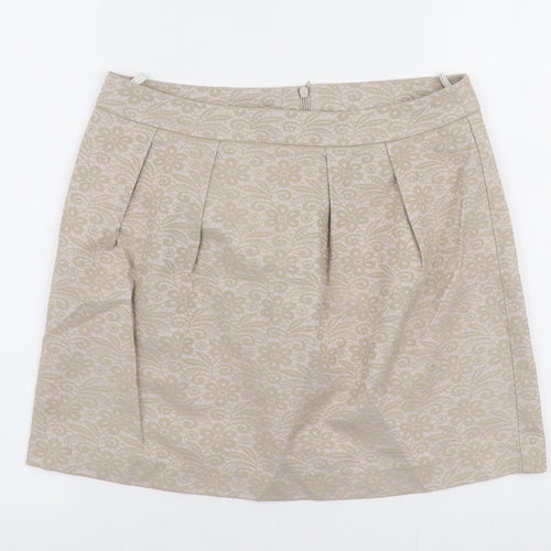 United Colors of Benetton Womens Beige  Cotton A-Line Skirt Size 8   Zip