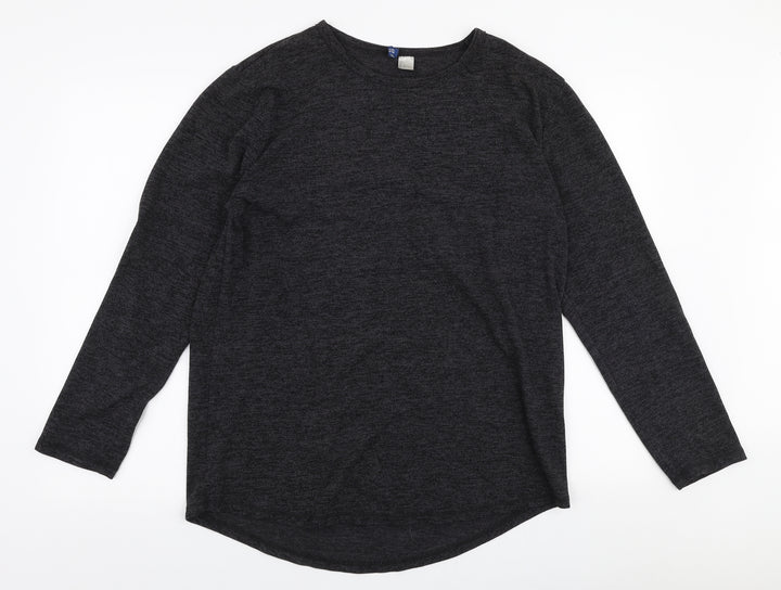 H&M Womens Grey Round Neck  Polyester Pullover Jumper Size L