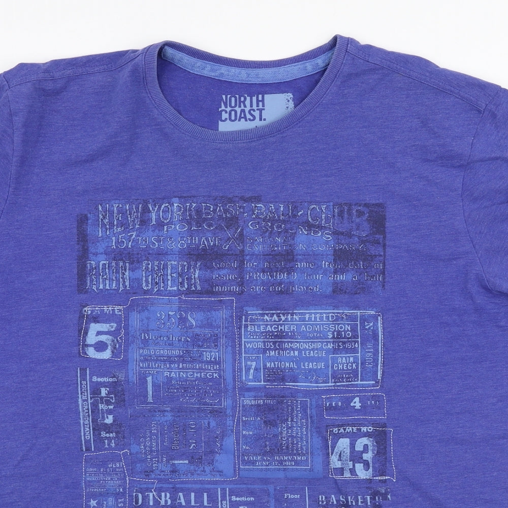 Marks and Spencer Mens Purple  Cotton  T-Shirt Size L Round Neck