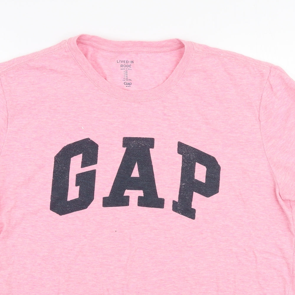 Gap Mens Pink  Cotton  T-Shirt Size M Round Neck