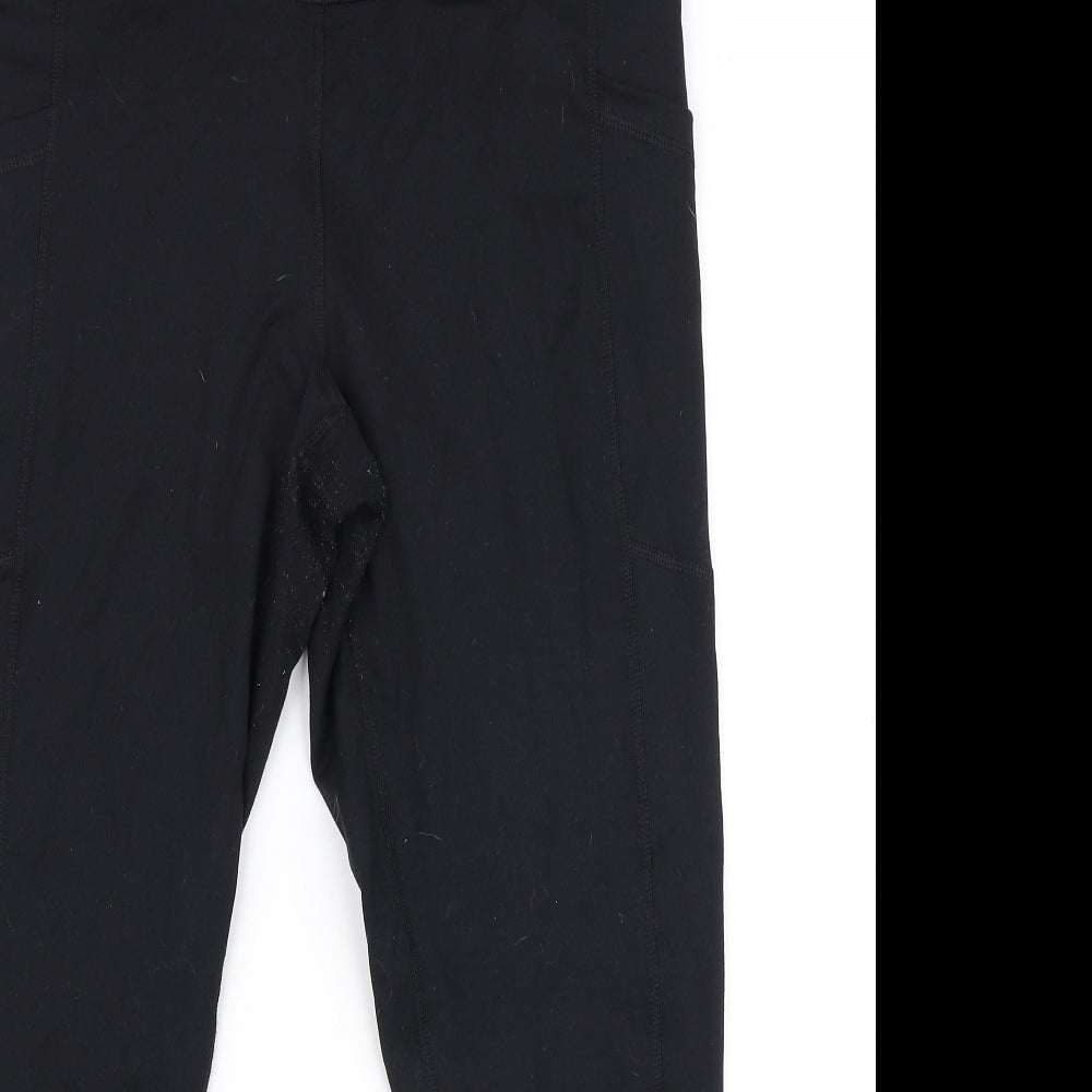 Reflex Womens Black  Nylon Capri Leggings Size XL L25 in Slim Pullover