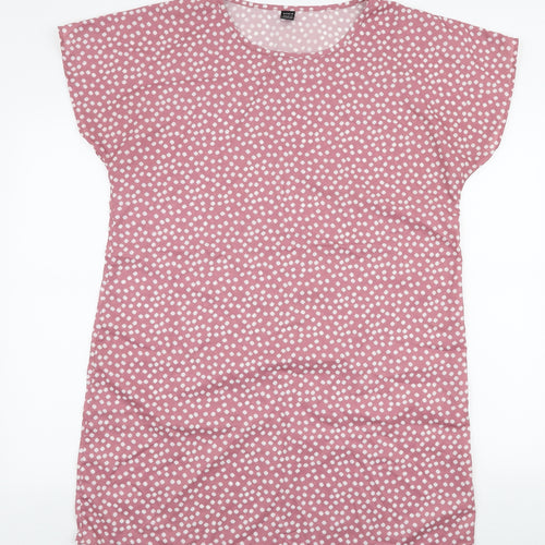 SheIn Womens Pink Floral Polyester A-Line  Size L  Round Neck Pullover