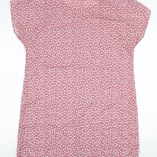 SheIn Womens Pink Floral Polyester A-Line  Size L  Round Neck Pullover