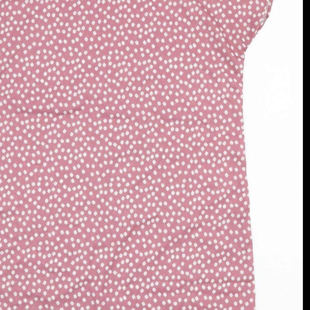 SheIn Womens Pink Floral Polyester A-Line  Size L  Round Neck Pullover