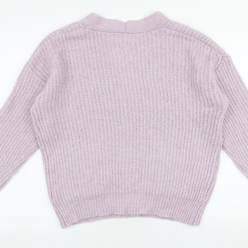 Primark Womens Purple V-Neck  Acrylic Cardigan Jumper Size 2XS