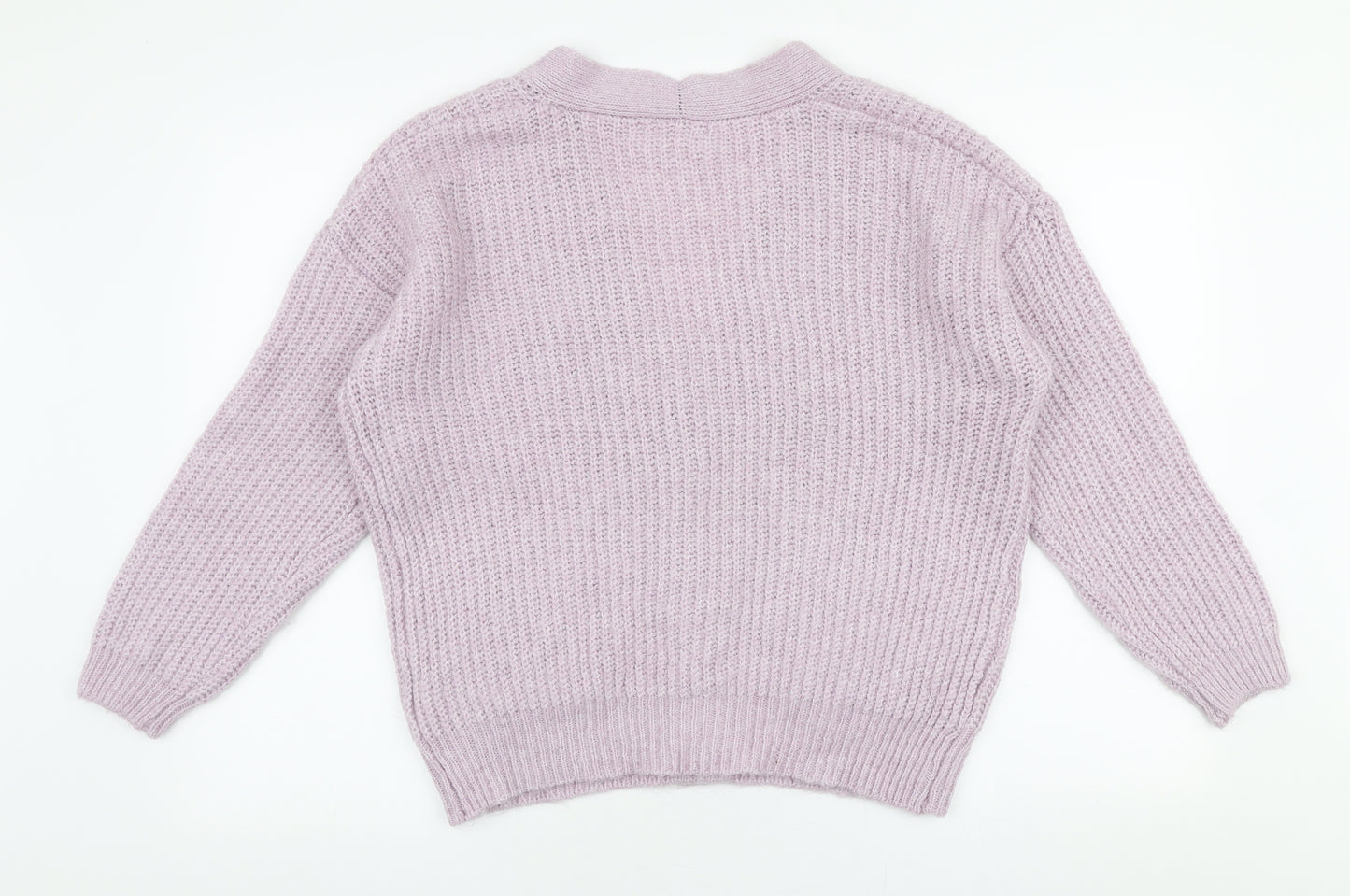 Primark Womens Purple V-Neck  Acrylic Cardigan Jumper Size 2XS