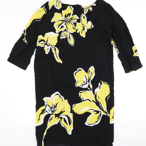 Gerry Weber Womens Black Floral Polyester A-Line  Size 12  Round Neck Zip