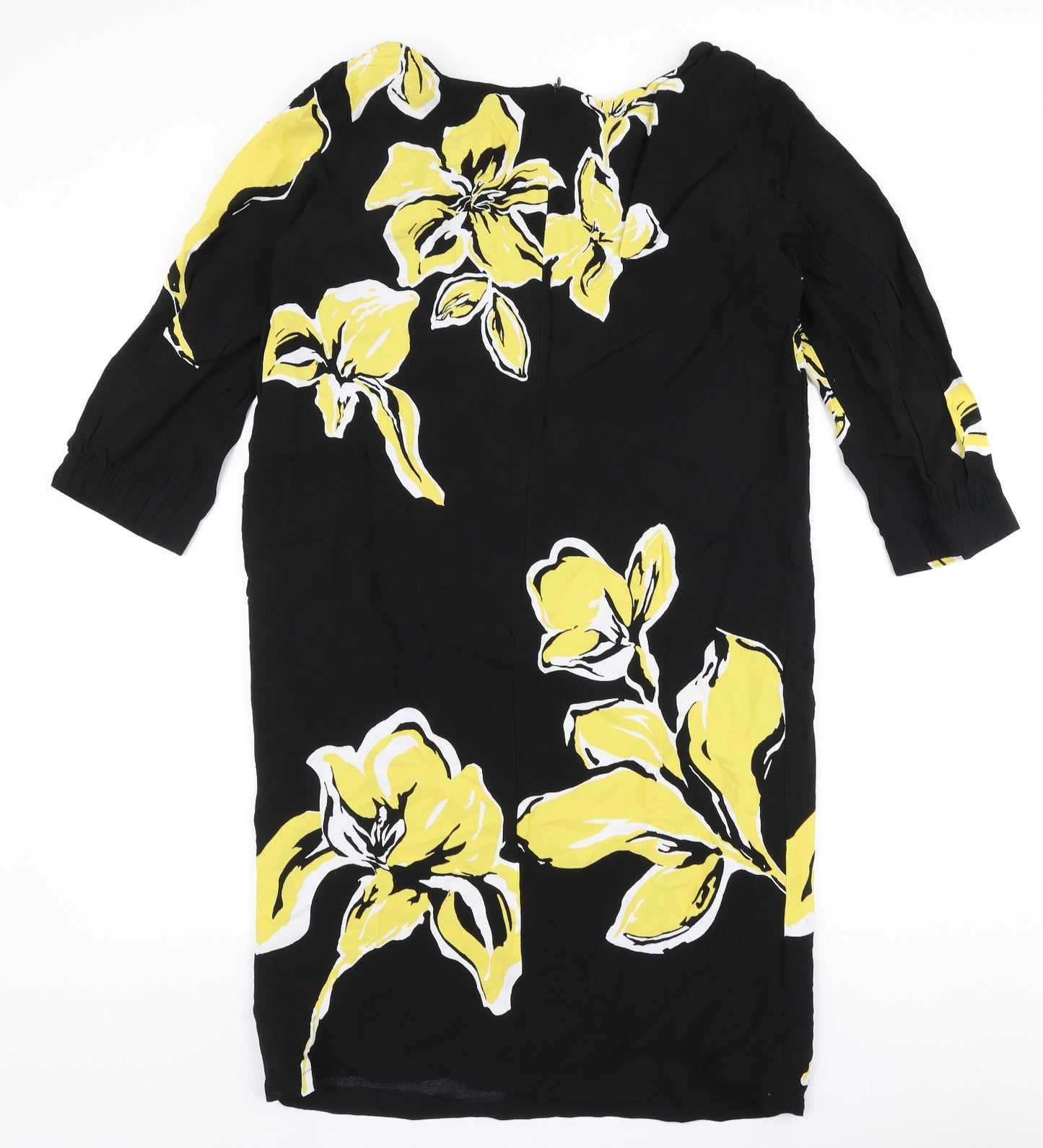 Gerry Weber Womens Black Floral Polyester A-Line  Size 12  Round Neck Zip