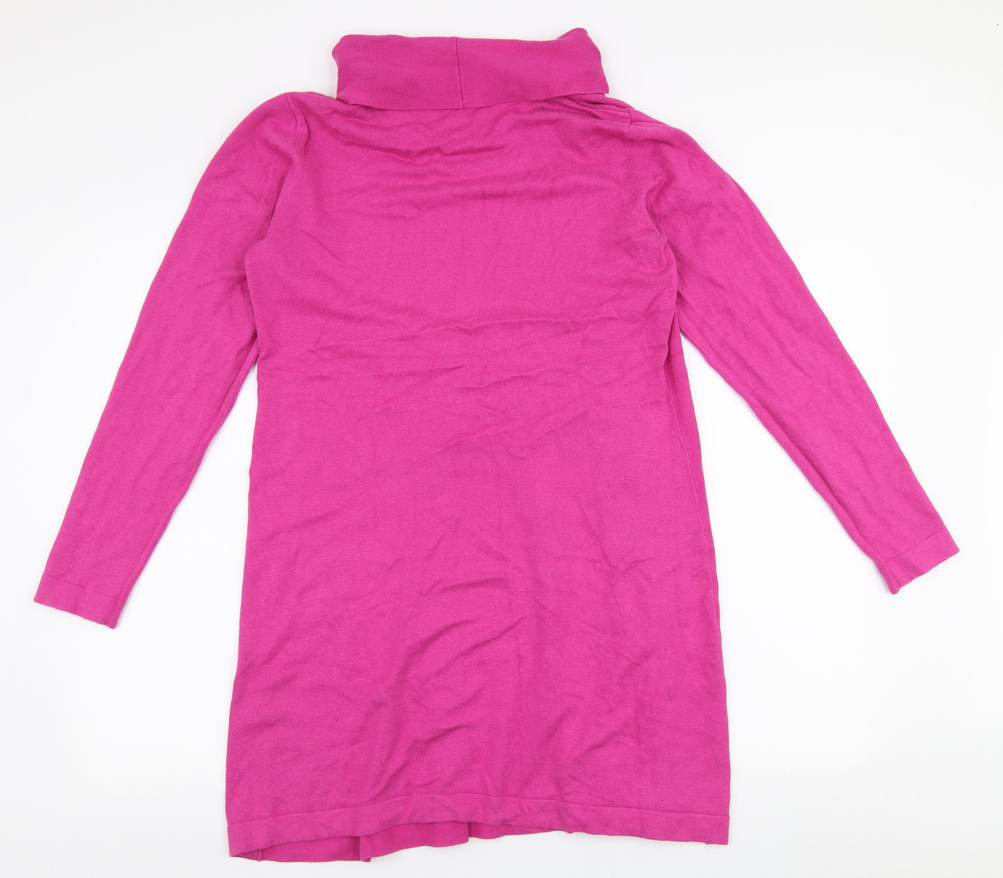 JoJo Maman Bébé Womens Pink  Cotton Jumper Dress  Size 12  Roll Neck Pullover