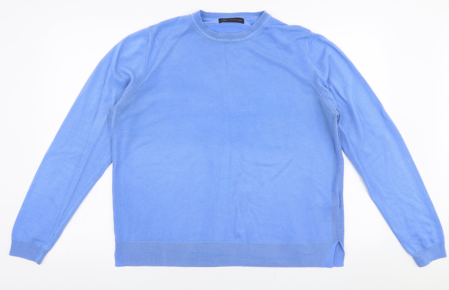 Marks and Spencer Womens Blue Round Neck  Acrylic Pullover Jumper Size 18