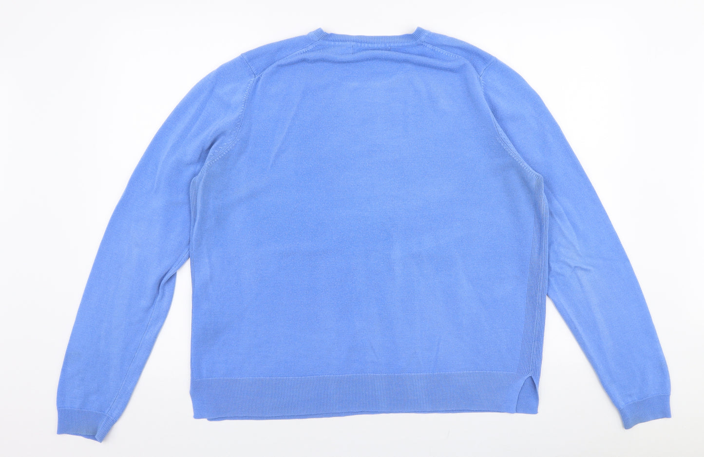 Marks and Spencer Womens Blue Round Neck  Acrylic Pullover Jumper Size 18