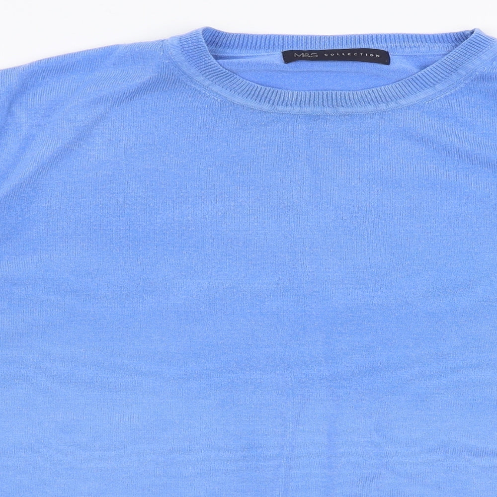 Marks and Spencer Womens Blue Round Neck  Acrylic Pullover Jumper Size 18