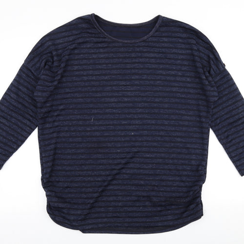 Preworn Womens Blue Round Neck Striped Polyester Pullover Jumper Size 12