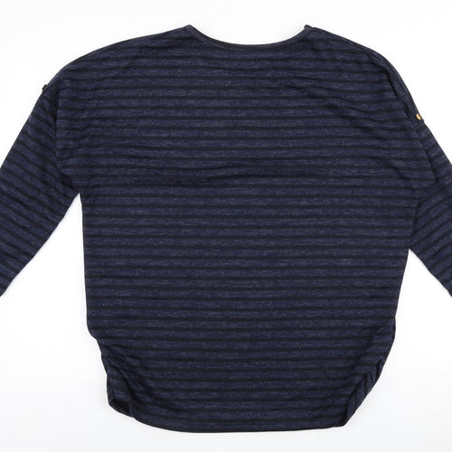 Preworn Womens Blue Round Neck Striped Polyester Pullover Jumper Size 12