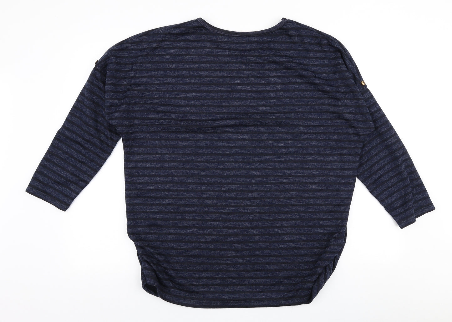 Preworn Womens Blue Round Neck Striped Polyester Pullover Jumper Size 12
