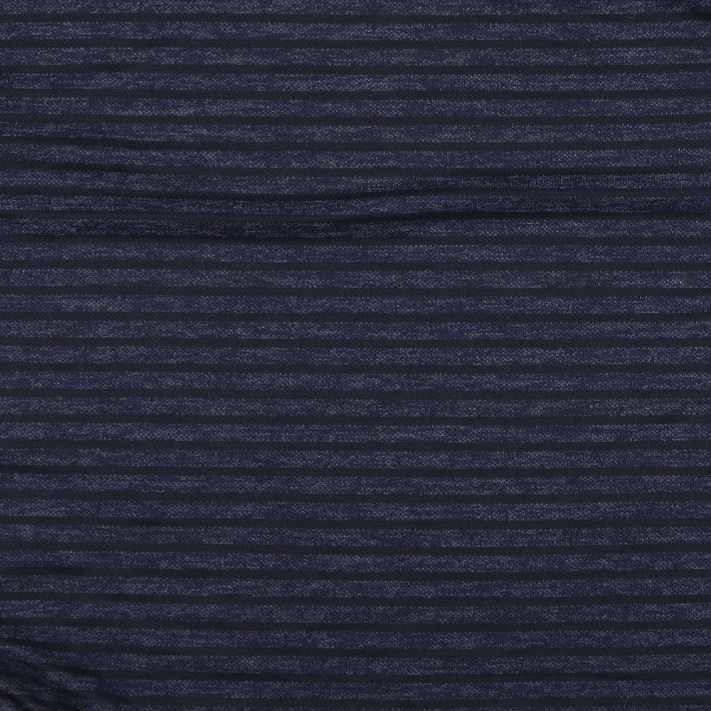 Preworn Womens Blue Round Neck Striped Polyester Pullover Jumper Size 12