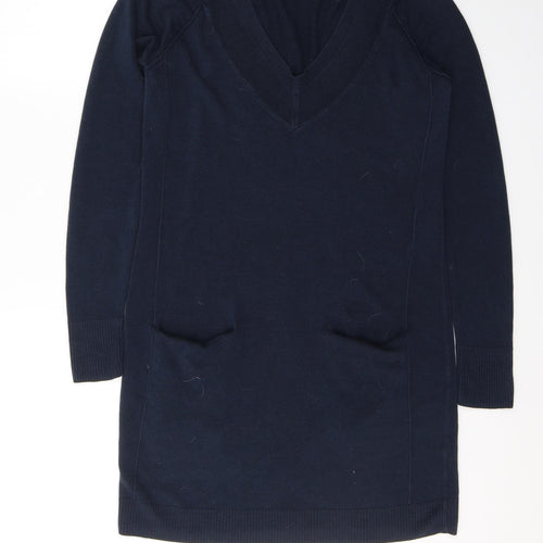 TU Womens Blue  Acrylic Jacket Dress  Size 10  V-Neck Pullover