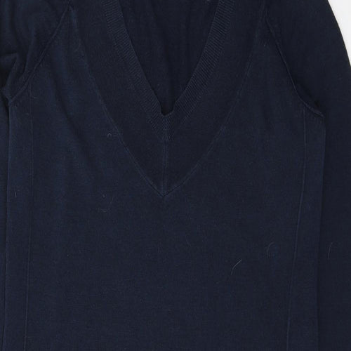 TU Womens Blue  Acrylic Jacket Dress  Size 10  V-Neck Pullover
