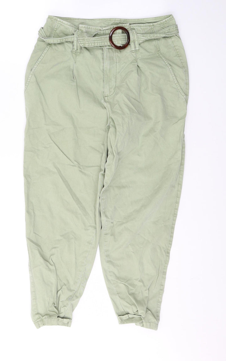 F&F Womens Green Cotton Skinny Jeans Size 10 L24.5 in Regular Button