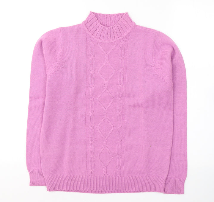 EWM Womens Pink Round Neck Acrylic Pullover Jumper Size 10