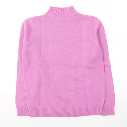 EWM Womens Pink Round Neck  Acrylic Pullover Jumper Size 10