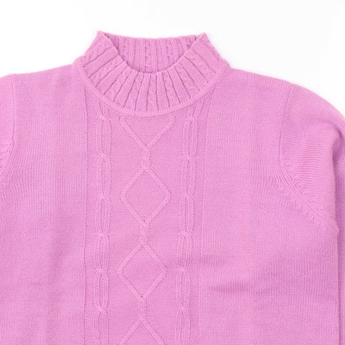 EWM Womens Pink Round Neck  Acrylic Pullover Jumper Size 10