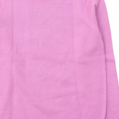 EWM Womens Pink Round Neck  Acrylic Pullover Jumper Size 10