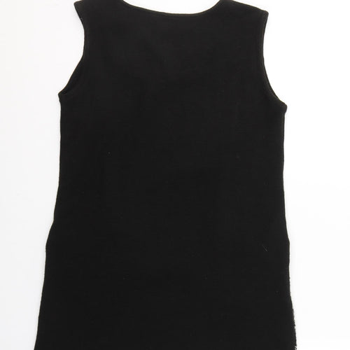 CULTURE Womens Black Round Neck Plaid Polyester Tunic Jumper Size 10