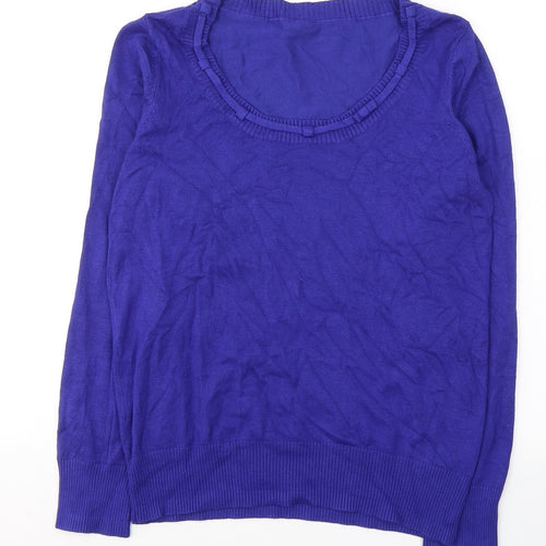 Preworn Womens Blue Round Neck  Viscose Pullover Jumper Size 12