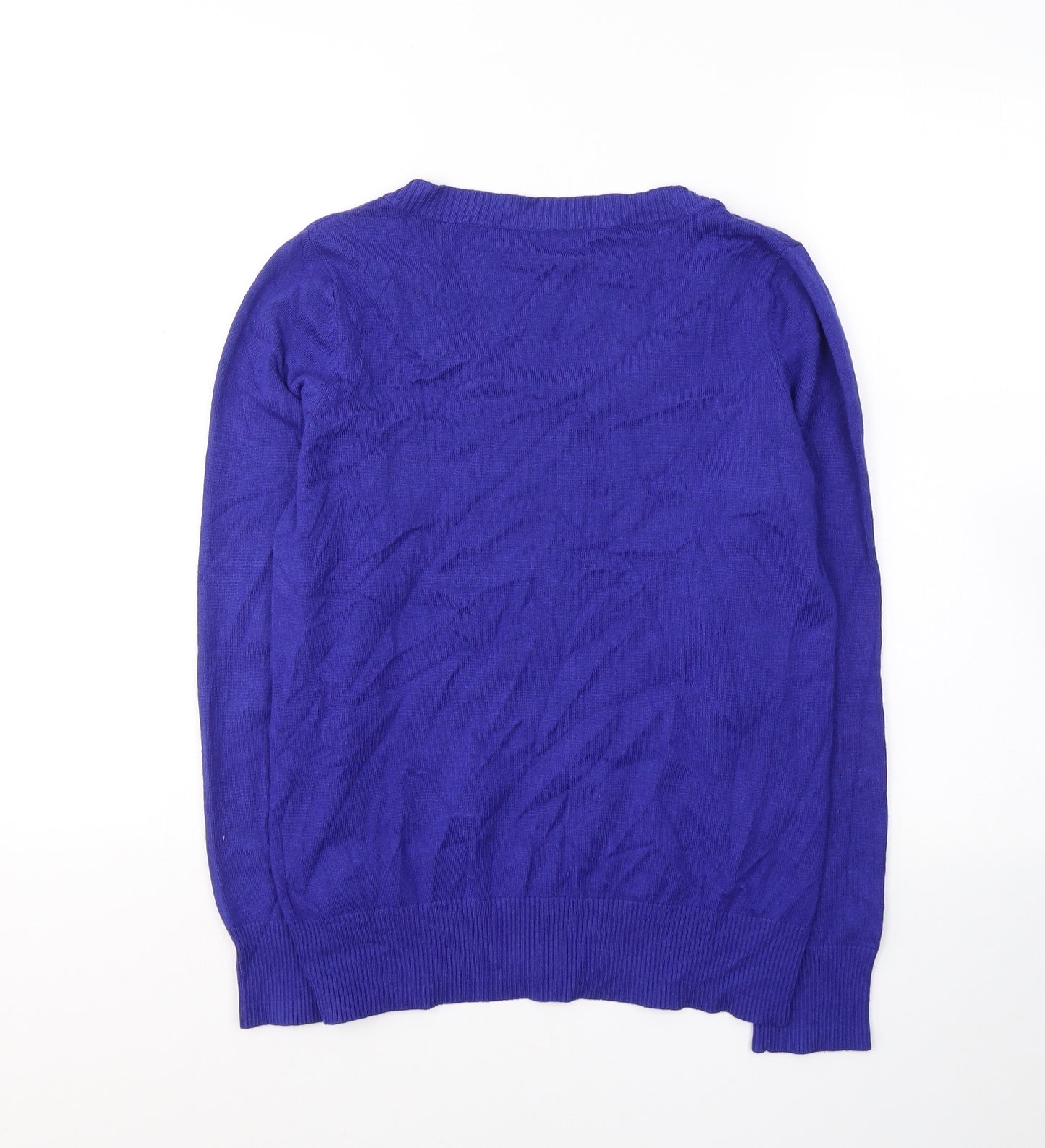 Preworn Womens Blue Round Neck  Viscose Pullover Jumper Size 12