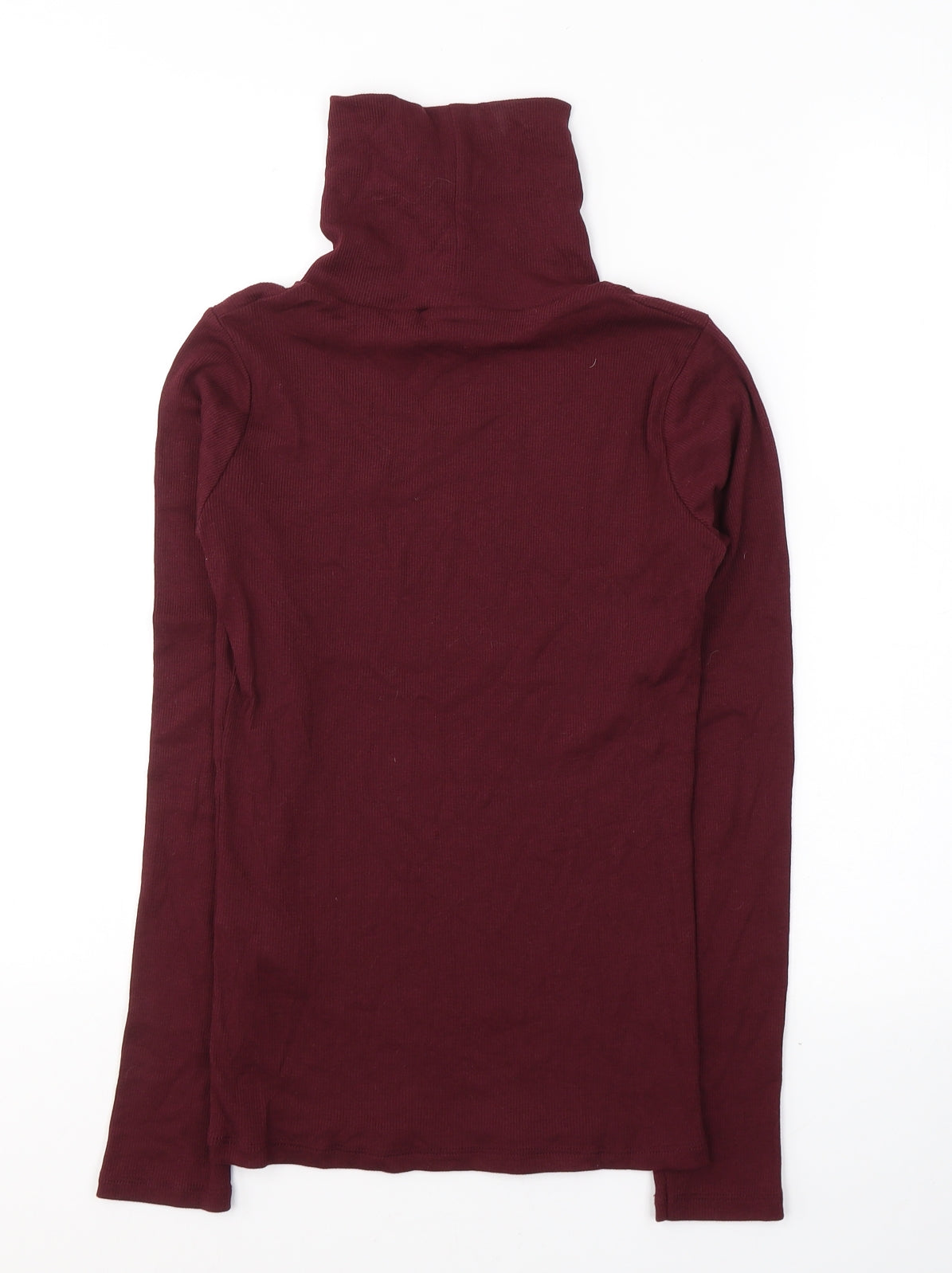 New Look Womens Red  Polyester Jersey T-Shirt Size 8 Roll Neck
