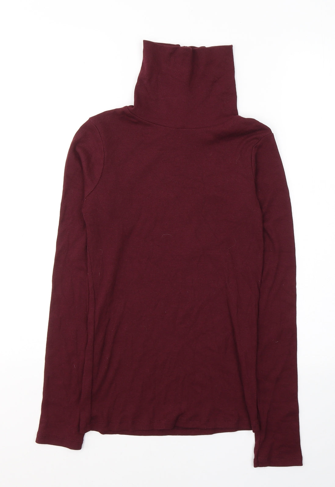 New Look Womens Red  Polyester Jersey T-Shirt Size 8 Roll Neck