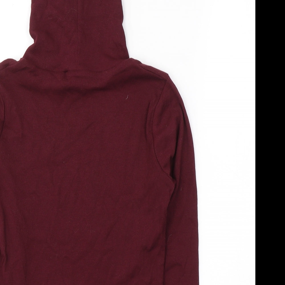 New Look Womens Red  Polyester Jersey T-Shirt Size 8 Roll Neck