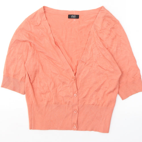F&F Womens Orange V-Neck  Viscose Cape Jumper Size 10