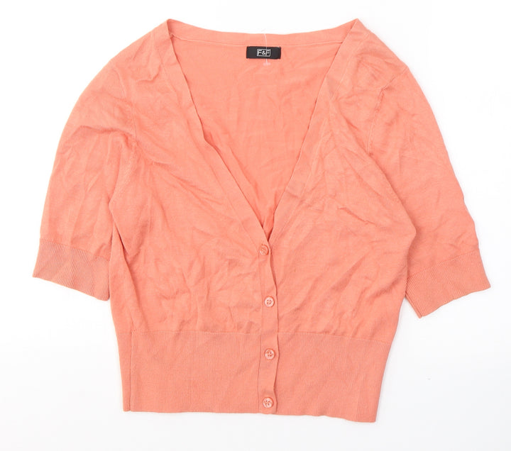 F&F Womens Orange V-Neck Viscose Cape Jumper Size 10