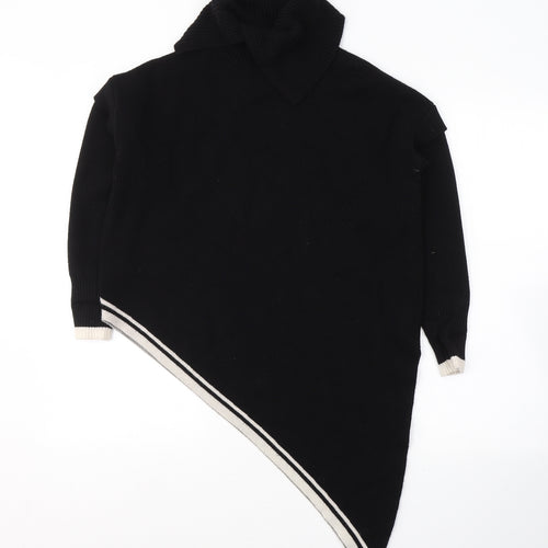 River Island Womens Black Roll Neck  Viscose Tunic Jumper Size S