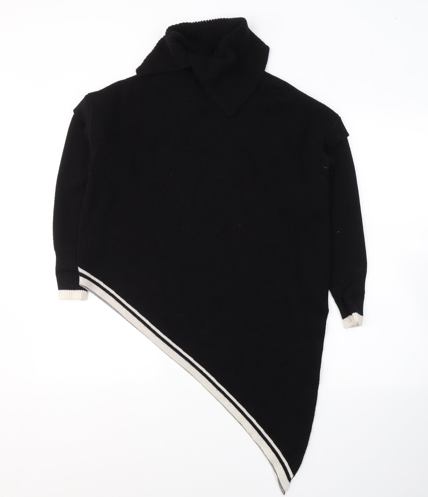 River Island Womens Black Roll Neck  Viscose Tunic Jumper Size S