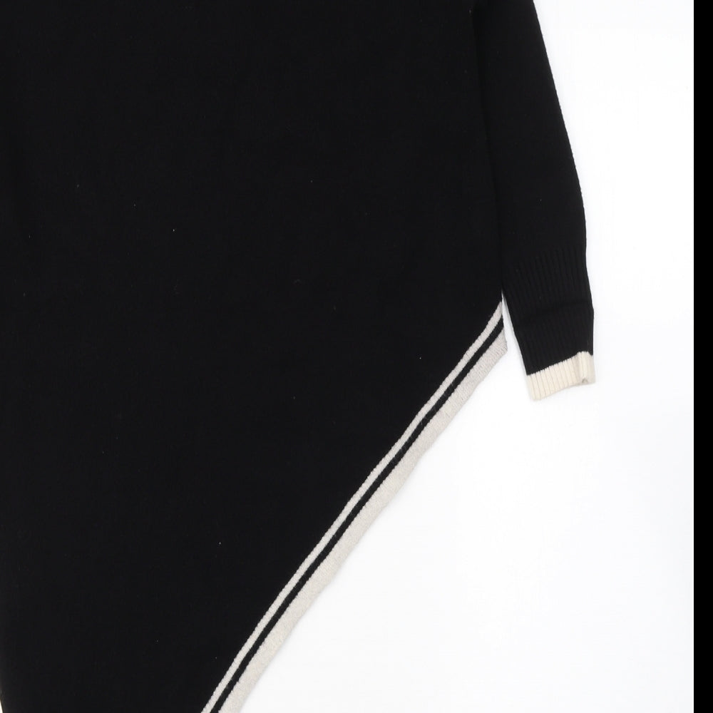 River Island Womens Black Roll Neck  Viscose Tunic Jumper Size S