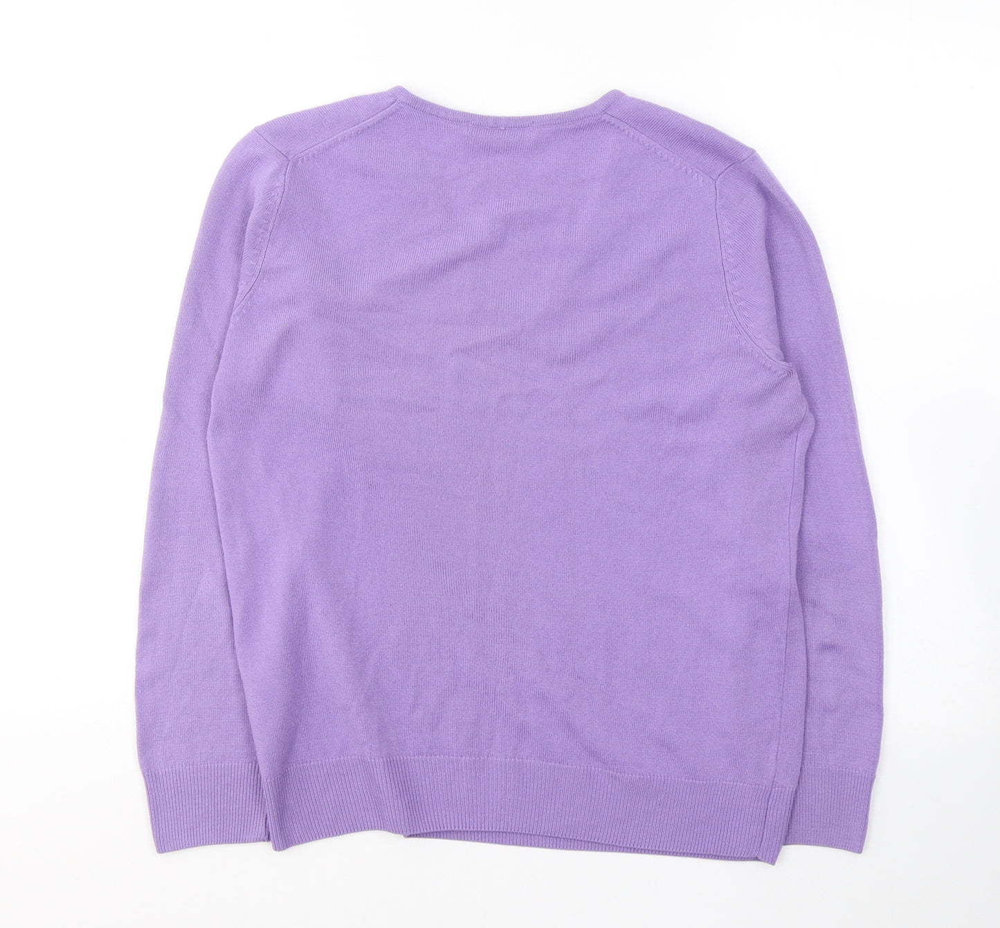 Marks and Spencer Womens Purple V-Neck  Acrylic Pullover Jumper Size 10