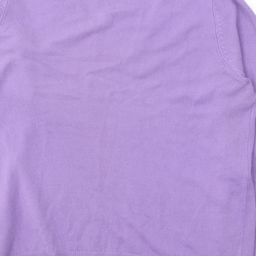 Marks and Spencer Womens Purple V-Neck  Acrylic Pullover Jumper Size 10