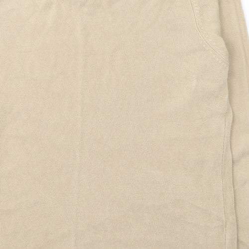 //Text Womens Beige Round Neck  Acrylic Pullover Jumper Size M