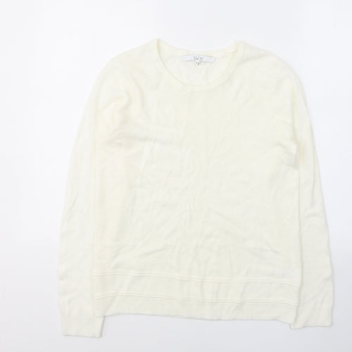 VIDA VI Womens White Round Neck  Acrylic Pullover Jumper Size M