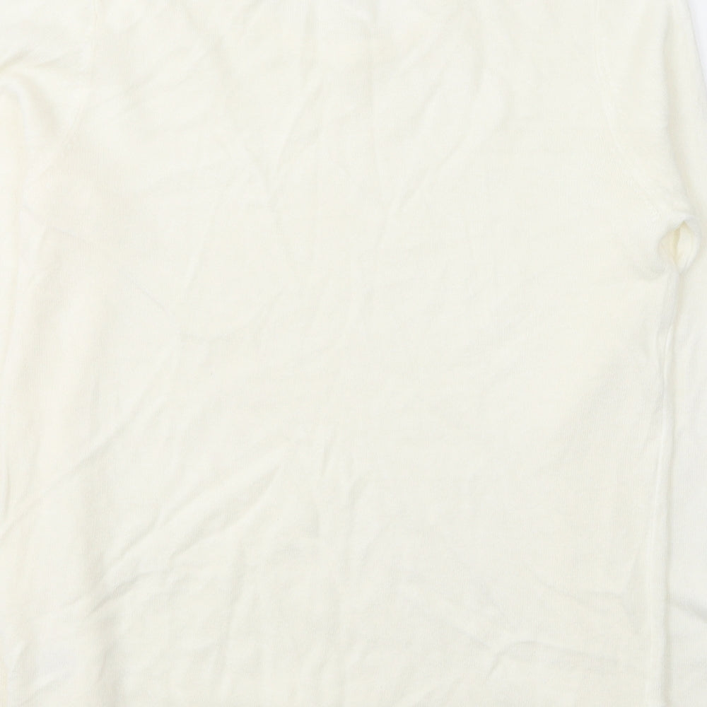 VIDA VI Womens White Round Neck  Acrylic Pullover Jumper Size M