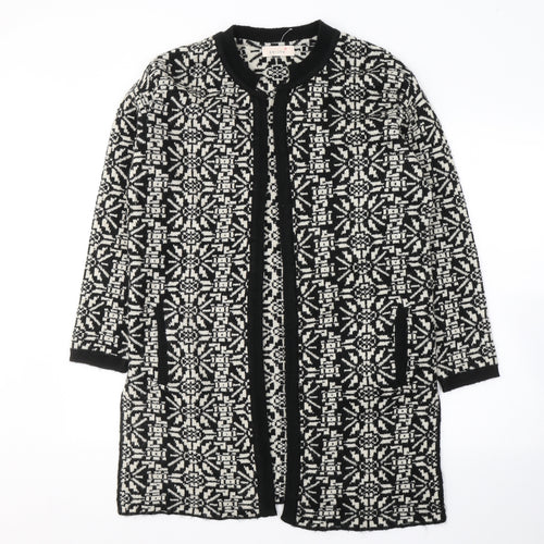Per Una Womens Black V-Neck Geometric Acrylic Cardigan Jumper Size S