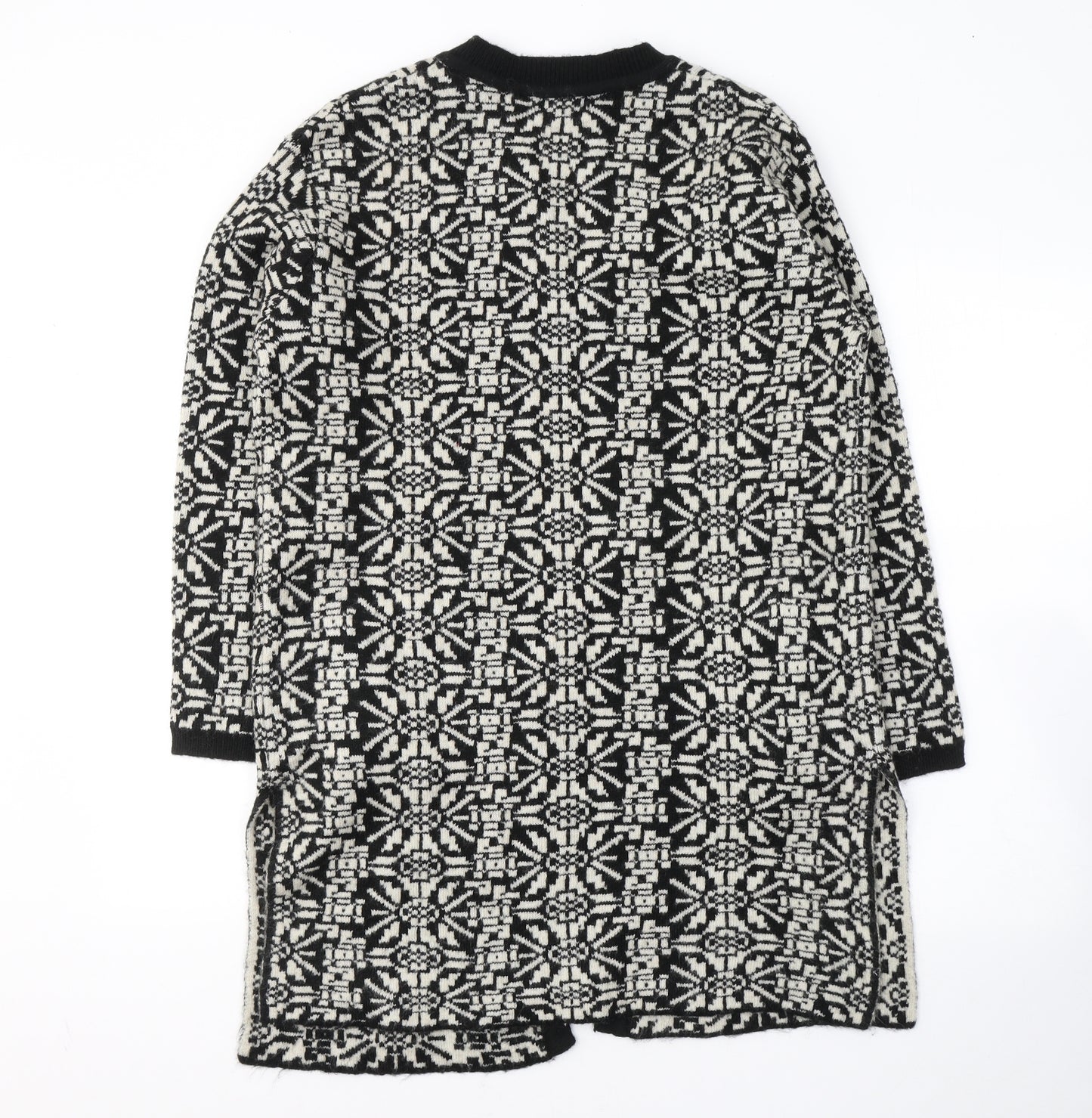 Per Una Womens Black V-Neck Geometric Acrylic Cardigan Jumper Size S