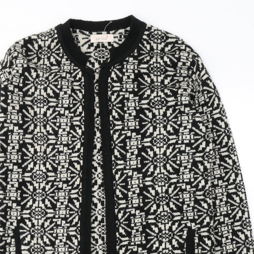 Per Una Womens Black V-Neck Geometric Acrylic Cardigan Jumper Size S