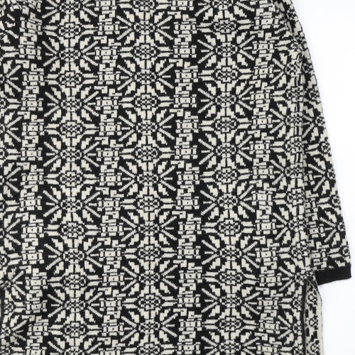 Per Una Womens Black V-Neck Geometric Acrylic Cardigan Jumper Size S