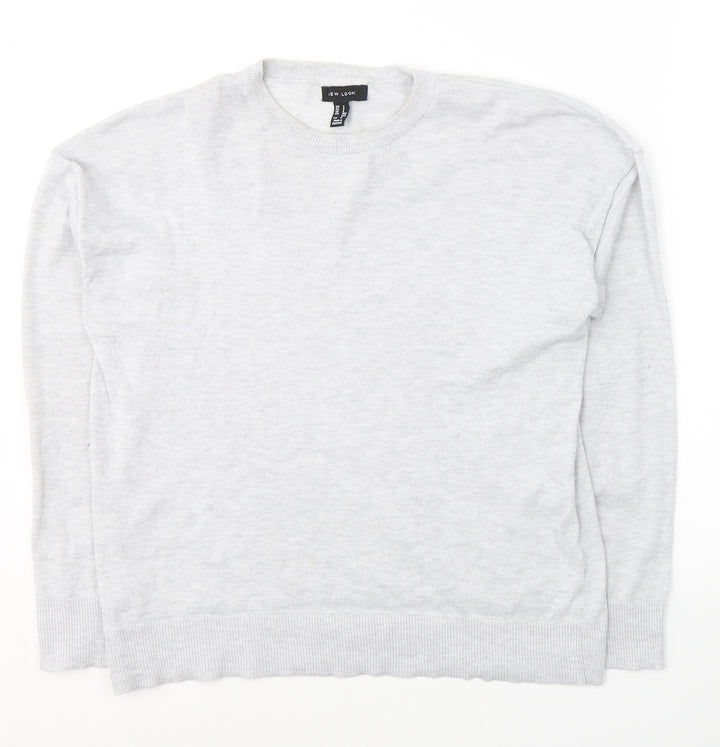 New Look Mens Grey Round Neck Polyester Pullover Jumper Size S